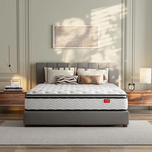 Jacia House Colchón Short King, 11.4 Pulgadas Pillow Top Resortes Ensacados Híbrido Espuma Viscoelástica Resortes Internos Firme Colchón RV King en