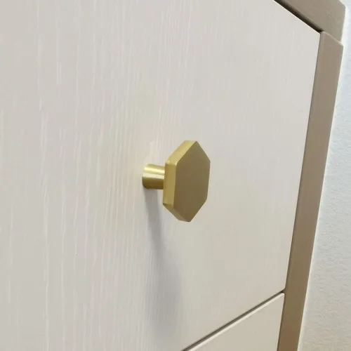 Miniatura 3 de 6 pomos hexagonales de latón macizo de 1.06 pulgadas para cajones, color bronce champán para cocina, gabinete de baño, aparador y armario
