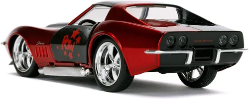 Miniatura 4 de Jada Toys DC Comics 1:32 Harley Quinn 1969 Chevy Corvette Stingray - Coche fundido a presión, juguetes para niños y adultos
