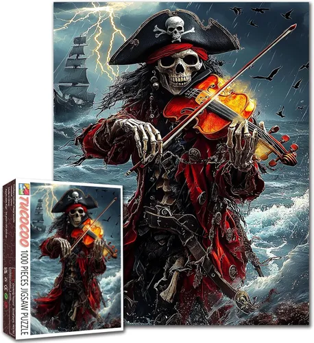 Miniatura 8 de Rompecabezas de 1000 piezas para adultos, rompecabezas de barco pirata para desafiantes juegos de actividades familiares, rompecabezas de arte