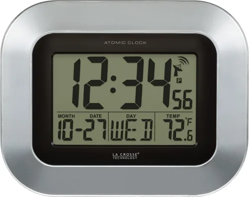 Miniatura 9 de La Crosse Technology, WT-8005U, 9 pulgadas. Reloj atómico digital de pared, Plástico, Negro, 1