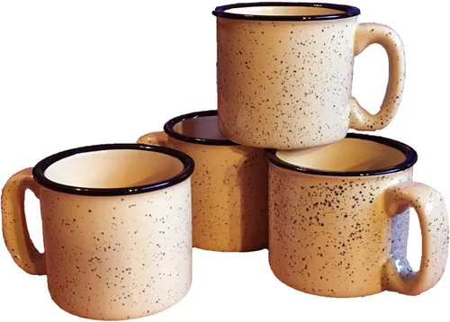 Miniatura 4 de Taza de cerámica para fogata, 15 onzas, juego de 4 (negro)