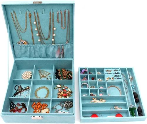 Miniatura 3 de Joyero organizador de dos capas de fibra con visualización del interior y cerradura, de KLOUD City