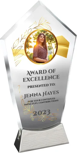 Miniatura 11 de Placa de vidrio personalizada de 9 1/4 pulgadas, placa personalizada como premios y trofeos, placas de vidrio para premios como jubilación y Diseño 3