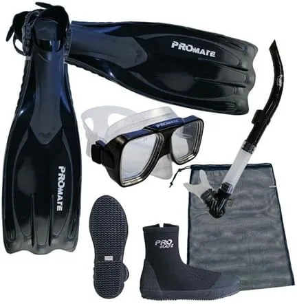 Miniatura 2 de PROMATE Juego de bolsas de equipo de buceo con máscara de snorkel, botas de snorkel, aletas