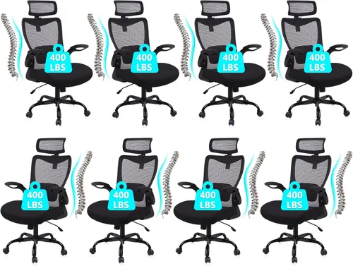 Miniatura 13 de CLATINA Silla de oficina ergonómica de malla resistente de 400 libras, silla de escritorio grande y alta con soporte lumbar ajustable