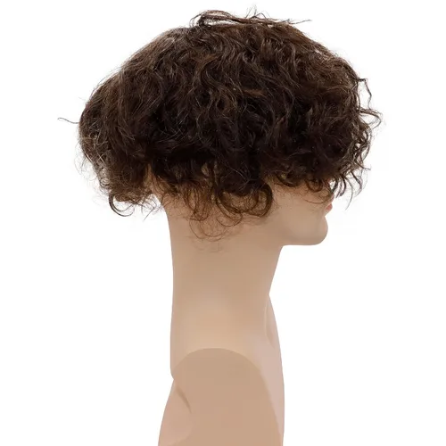 Miniatura 5 de Rizado Hombres Toupee - Sistemas de reemplazo de cabello humano para hombres, postizo de 0.787 in, rizado con bucle en V, pelucas de poliuretano