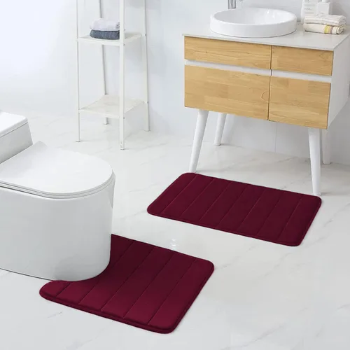 Miniatura 8 de Buganda - Tapete de espuma viscoelástica para baño con contorno en forma de U, antideslizante, absorbente, grueso, suave, lavable, para base