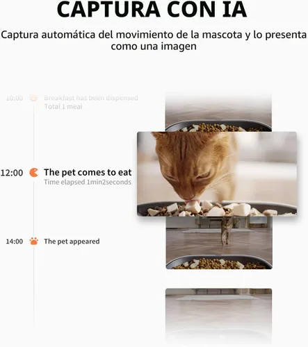 Miniatura 3 de PETKIT - Alimentador automático para gatos y perros con cámara, captura de movimiento impulsada por IA, video HD 1080P con visión nocturna, WiFi