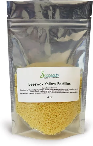Soapeauty Pastillas de cera de abeja amarilla natural para bálsamo labial, píldoras de cera de abeja para el cuidado de la piel, utilizados como