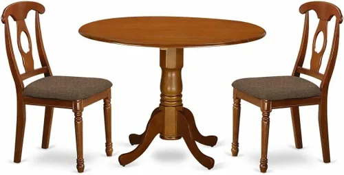 Miniatura 7 de East West Furniture DLNA5-SBR-C - Juego de mesa y sillas de cocina de 5 piezas, incluye una mesa de comedor redonda con gotas y 4 sillas tapizadas