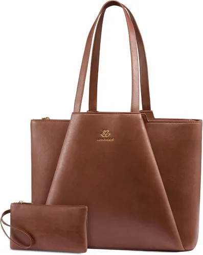 Miniatura 17 de LOVEVOOK Bolso de hombro para portátil para mujer - Bolso de 15.6 pulgadas de cuero sintético con cartera, bolso de oficina de gran capacidad