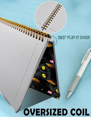 Miniatura 5 de Cuaderno de espiral para mujer, cuadernos universitarios A5 de 6 x 8.4 pulgadas, 120 páginas (60 hojas) diario rayado con papel grueso de alta