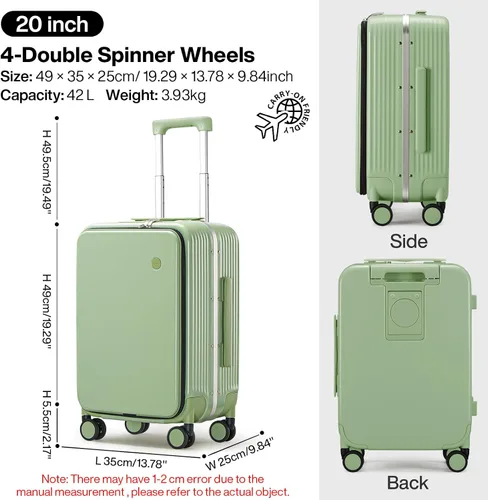 Miniatura 6 de mixi Equipaje PC Hardside Rolling maleta con rueda giratoria, cerradura TSA, soporte para teléfono y vaso, Verde aguacate