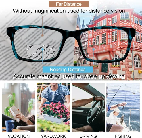 Miniatura 3 de OCCI CHIARI Gafas de lectura bifocales para hombres, lectores de protección ocular cuadrada de transición Azul