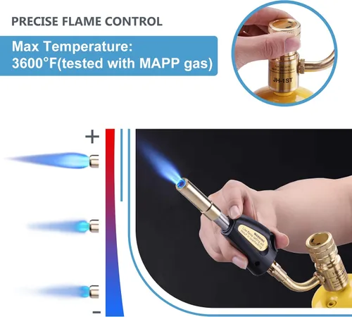 Miniatura 4 de Cabezal de soplete de propano con encendedor - Kit de soplete turbo para soldadura blanda, soldadura, soldadura fuerte, plomería, cuentas de vidrio
