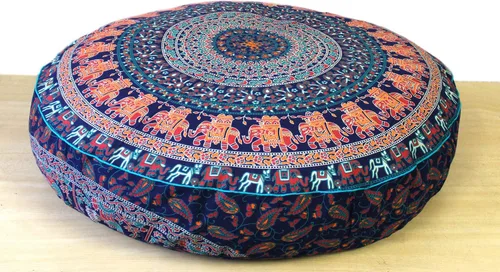 Miniatura 18 de CRAFT KALA Funda de cojín con diseño de mandala, funda de cojín para asiento, hippie, decorativo, bohemio, otomano, de algodón, indio, para sala