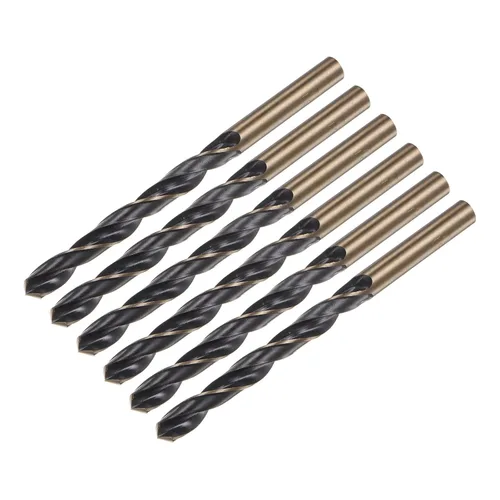 Miniatura 6 de uxcell 6 brocas Jobber de 0.118 in de nitruro negro y oro recubierto de titanio 4341 de alta velocidad (HSS) Brocas helicoidales de punto dividido