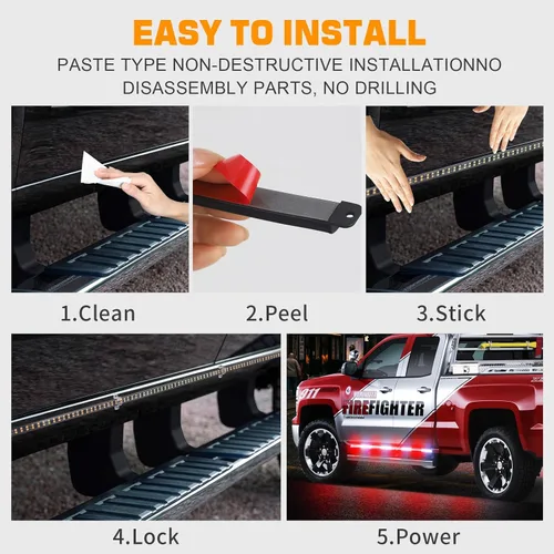 Miniatura 5 de XRIDONSEN 2 piezas de tiras de luces de emergencia para camiones de 70 pulgadas, 864 LED, luces estroboscópicas de tablero de funcionamiento, luces