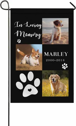 Bandera conmemorativa personalizada para perros, banderas personalizadas con nombre de foto de mascota perdida, conmemoración para perros, Bandera