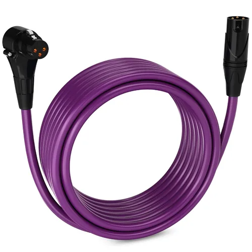 Miniatura 110 de LyxPro Cable de micrófono XLR hembra a macho de ángulo recto de 3 pines de 1.5 pies para altavoces amplificados, interfaz de audio, rendimiento