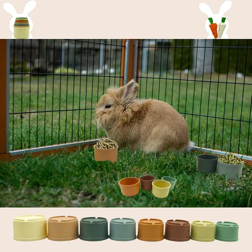 Miniatura 5 de KYHSOM 8 tazas apilables para conejos – 2 juguetes de conejo de rábano – diferentes tamaños y colores de tazas apilables reutilizables de conejo