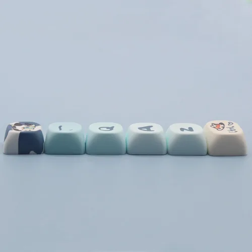 Miniatura 7 de MOA - Teclas de perfil con diseño de vaca PBT, 142 teclas para teclado mecánico, juego de teclas de tamaño completo (vaca azul)