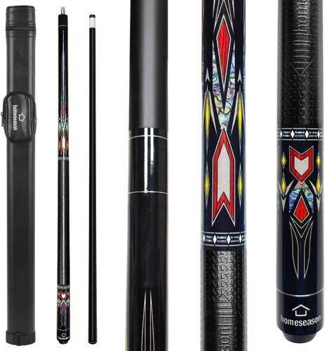 HomeSeason 58" Pool Cue Stick 18oz Billiard Birch Wood 13mm Tip Cue Sticks Professional Low Deflection Pool Sticks with Cue Case D-18oz con bolsa