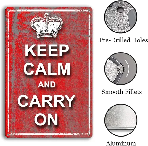 Miniatura 3 de Letreros de lata inspiradores, con texto en inglés «Keep Calm and Carry on», placas motivacionales para el hogar, oficina, habitación, bar, TP-2154