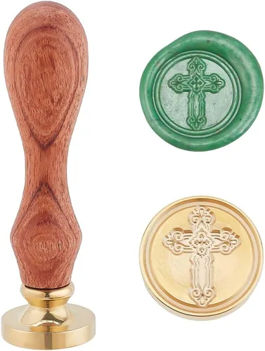 PH PandaHall Sello de cera de cruz de Pascua, sello de sellado cruzado vintage, sellos de cera retro para adornos de boda, invitaciones de fiesta,