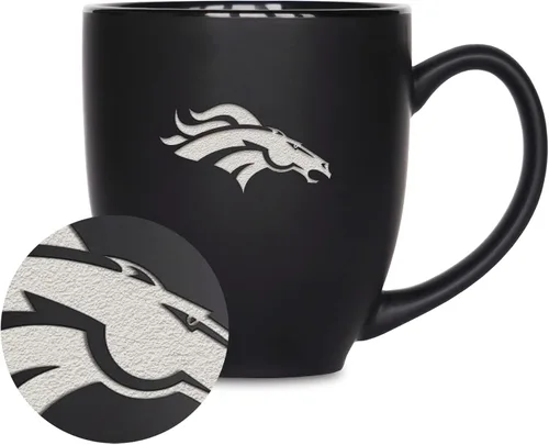 Miniatura 27 de Rico Industries Taza Bistro Mate Negra de Fútbol Americano NFL de 15 onzas - Para Bebidas Calientes o Frías - Logotipo del Equipo Grabado para una