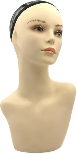 Forma de cabeza de maniquí femenino de 17 pulgadas con pestañas y labios, soporte de exhibición para pelucas, sombreros, joyas