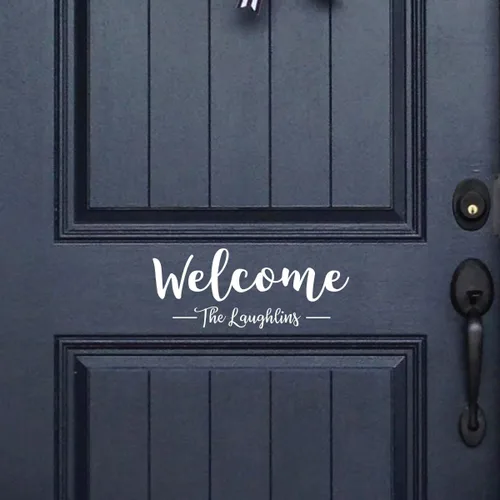 Miniatura 8 de Letrero de vinilo personalizado con nombre de familia para puerta delantera, decoración de pared del hogar o ventana, elige entre varios tamaños
