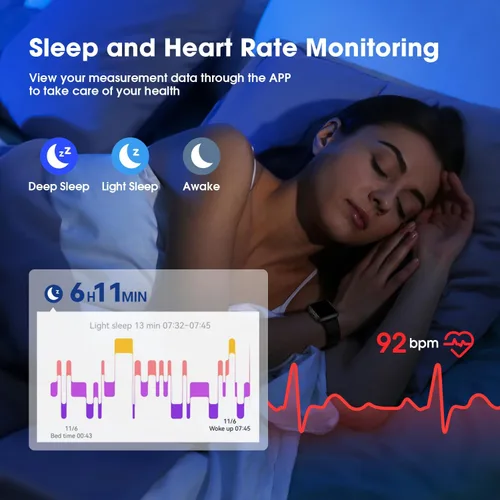 Miniatura 7 de LIVIKEY Reloj de seguimiento de actividad física con monitor de frecuencia cardíaca, rastreador de actividad con podómetro, monitor de sueño