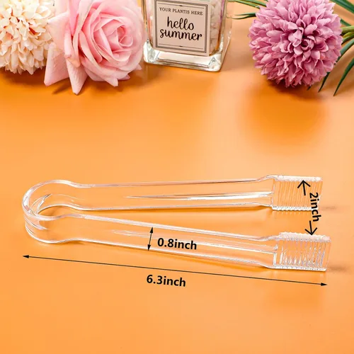 Miniatura 3 de Roshtia 12 pinzas de plástico para servir, mini pinzas de cocina y cucharas de plástico para cocina, cuchara de hielo transparente, mini cuchara