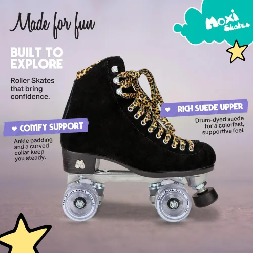 Miniatura 3 de Moxi Patines Panther para mujer, diseño duradero de caña alta con botas de patín de gamuza, forro Dri-Lex y ruedas de amortiguación versátiles