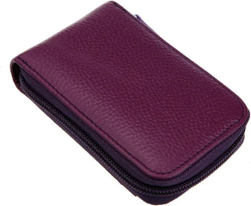 Miniatura 22 de RFID mini organizador de tarjetas de crédito, cuero auténtico, billetera compacta con visor de identificación, S, Negro