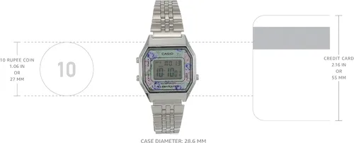 Miniatura 3 de Casio LA680WA-2C - Reloj digital con esfera floral vintage para mujer Azul Patchwork Cronógrafo digital