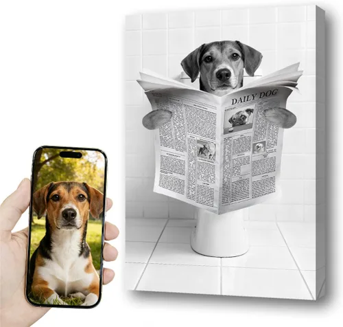 Miniatura 10 de Fotos personalizadas de mascotas en lienzo para pared Arte de baño personalizado Lindo perro gato en bañera Impresiones, divertidos animales Foto