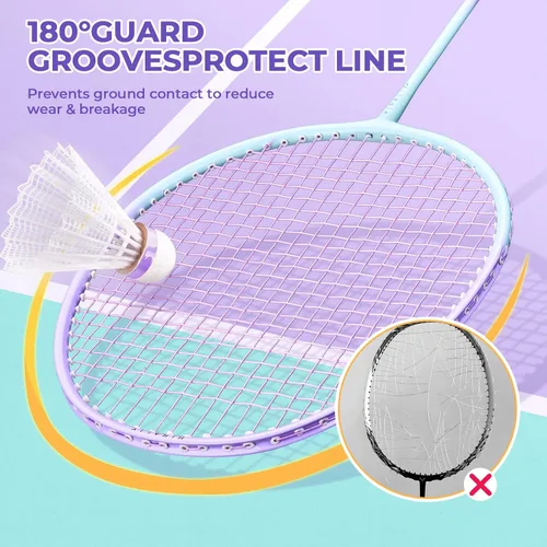 Miniatura 3 de HIRALIY Badminton Rackets Set for Backyards, Badminton Set, Includ 2/4 Rackets, 6/12 Birdies, 1 Carrying Bag, Outdoor Game for Adult Family Beginner