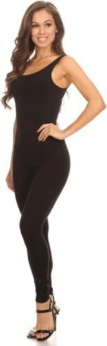 Miniatura 2 de Mono de algodón elastizado para mujer, sin mangas, cuello en V, mono elastizado enterizo, body(y más)