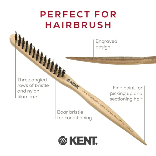Miniatura 4 de Kent PF15 - Cepillo de pelo de cerdas de jabalí con control de bordes y cepillos de pelo de nailon para mujeres, control de volumen, cepillo