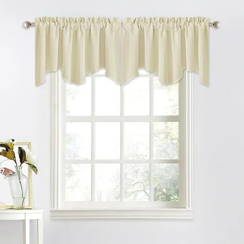 Miniatura 24 de NICETOWN Cenefa de ventana para dormitorio, ahorro de energía, bolsillo para barra, cenefa festoneada corta para ventana pequeña para lavandería