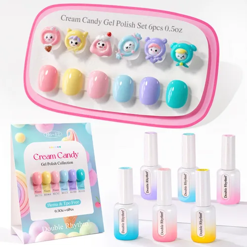 Miniatura 11 de Double Rhythm Juego de 6 esmaltes de gel sin hema, de 0.50 onzas, del mismo color, del mismo color, con el mismo color que se remoja, kit de esmalte