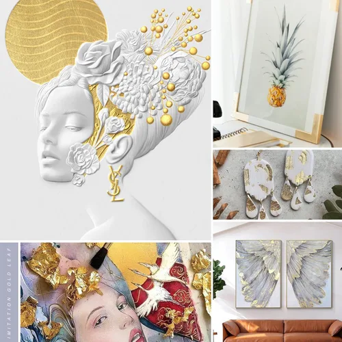 Miniatura 5 de YongBo Hojas de hojas doradas, 200 piezas de papel de aluminio dorado de 5.5 pulgadas para manualidades, pintura, dorado, slime, diseño de uñas