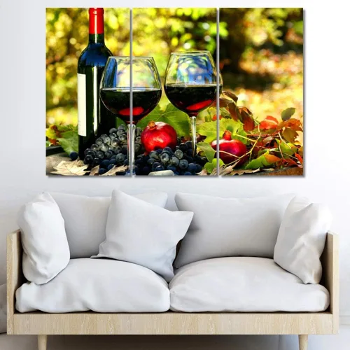 Miniatura 56 de Obra de arte para paredes del hogar, 3 paneles de letras de vino tinto, pinturas de corcho, impresiones HD, arte de pared de corcho de vino sobre