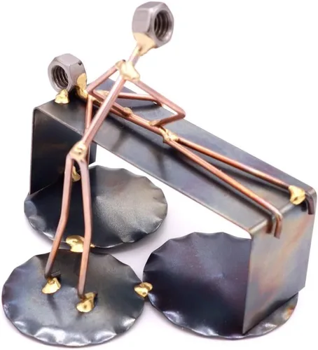 Miniatura 3 de Estatuilla de metal hecha a mano de quiropráctica, arte de metal soldado a mano y esculturas de metal reciclado, accesorios únicos de escritorio