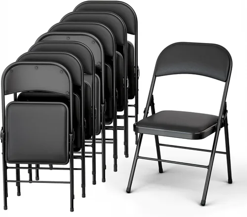 Miniatura 13 de 4 UNIDADES Silla plegable de plástico blanca Plegable y apilable Capacidad de 350 libras, estructura de acero, asientos para interiores