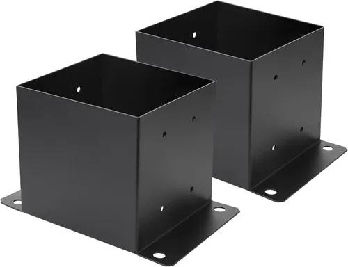 Base de poste de 6 x 6 piezas, tamaño interior de 5.6 x 5.6 pulgadas, base de poste de cubierta de metal resistente con recubrimiento de polvo