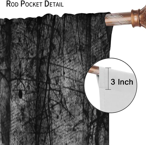Miniatura 6 de Cortinas opacas de bosque gótico, con niebla y misterioso bosque de fantasmas, cortinas opacas para ventana, fiesta de Halloween, árboles muertos